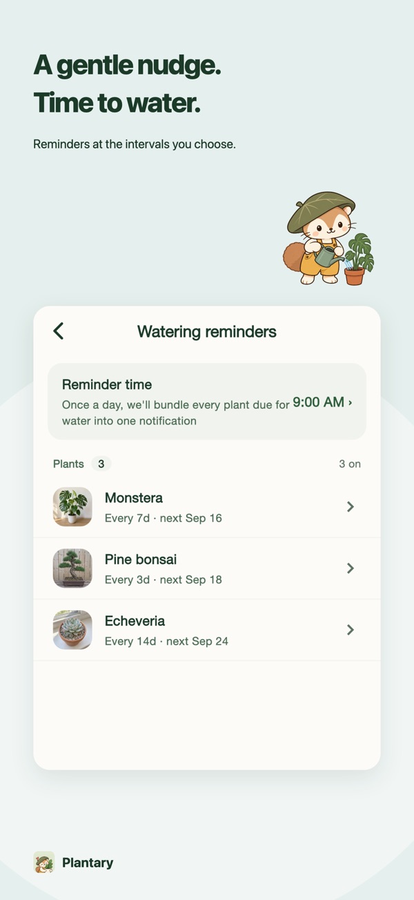 Watering reminder settings